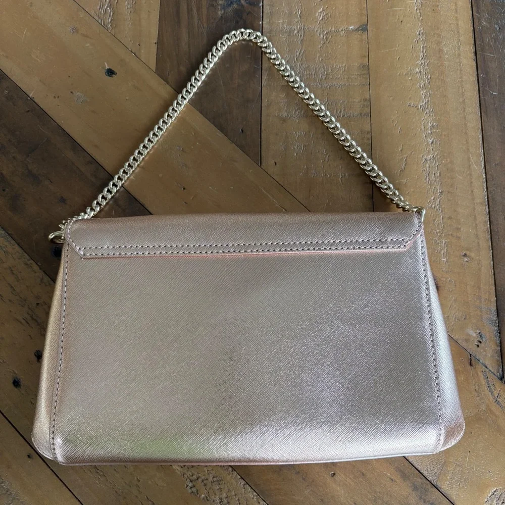 NWOT Kate Spade Rose Gold Metallic Saffiano Leather Crossbody Handbag Purse